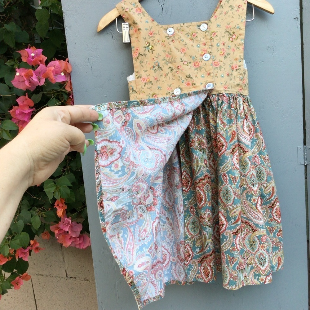 Paisley Handmade Sleeveless Little Cottage Peasant Dress - Picture 5 of 9